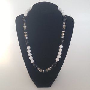 Black, White & Silver Beaded Necklace